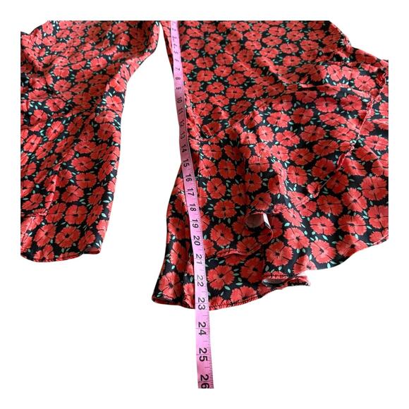 Anthropologie ETT TWA VirginieRed Floral Ruffle Flared Poppy Print Pants Size 2 - Picture 6 of 16